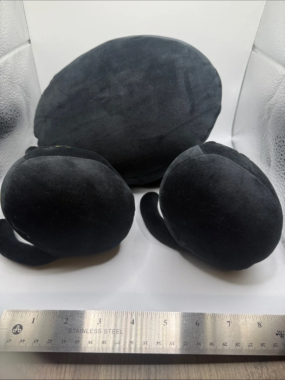 Plush Black Cat 3 Piece Set with Yellow Eyes Halloween Squishy